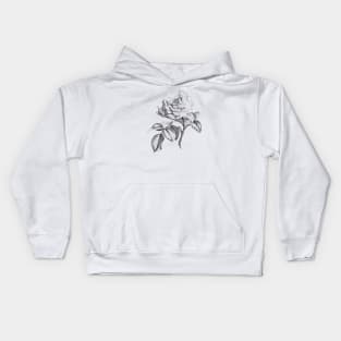 Rose Flower Black & White Illustration Kids Hoodie